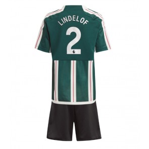 Manchester United Victor Lindelof #2 Replica Away Stadium Kit for Kids 2023-24 Short Sleeve (+ pants)